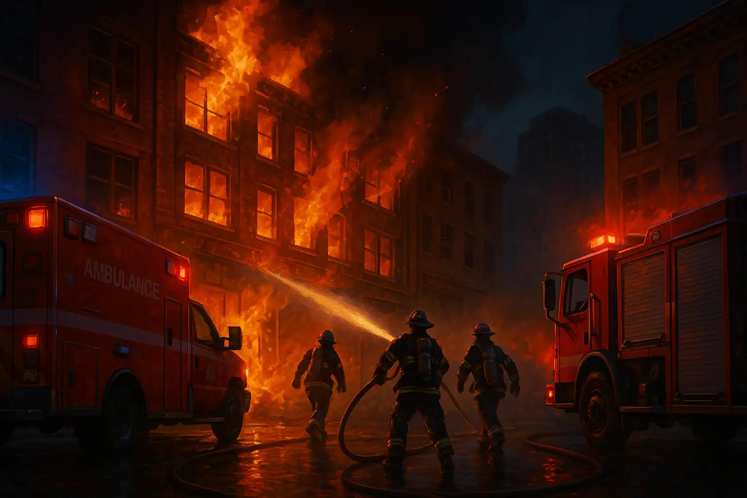 VynexRP artwork of a firefighter on a city street